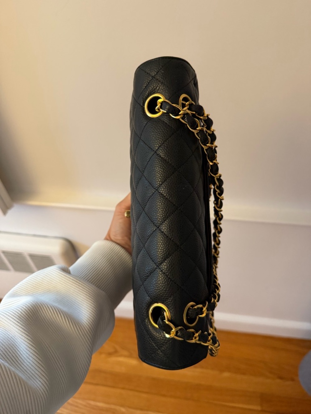 CHANEL Classic Medium Double Flap Caviar Leather Bag with Gold Hardware - Picture 6 of 16